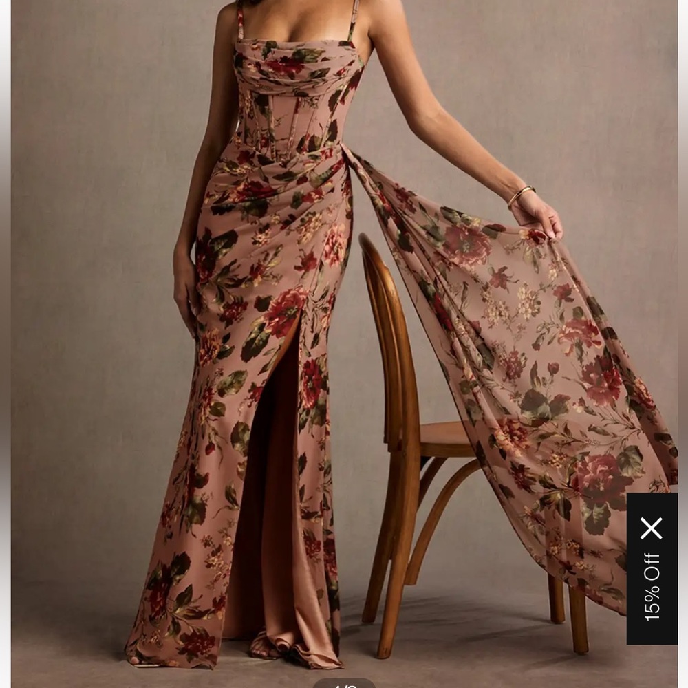 NWT Azazie mauve floral gown corset bodice